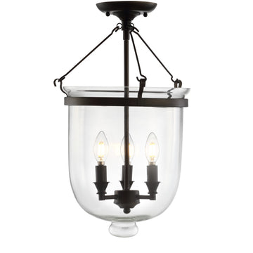 Charlotte 14.5" Metal/Glass LED Semi Flush Mount - JONATHAN Y